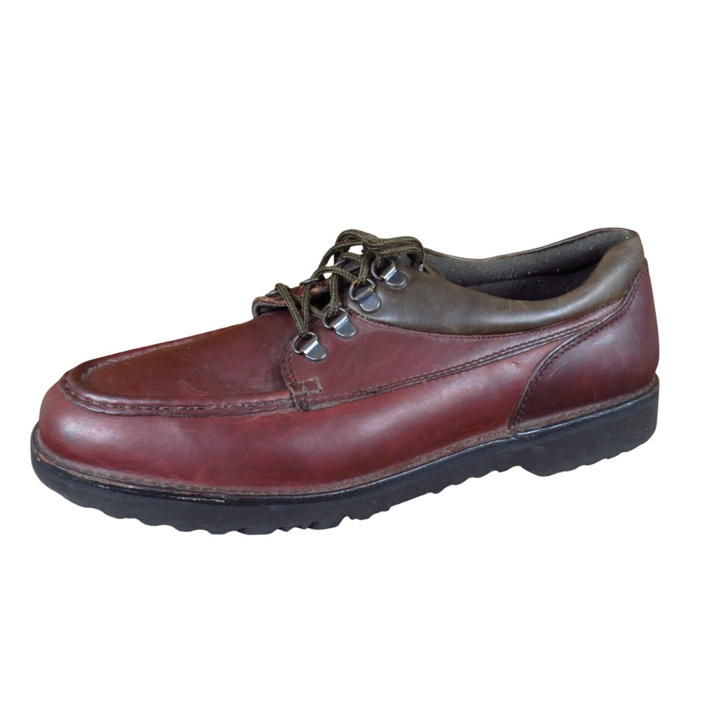 Hush Puppies 19041 Rust Men Moc Toe Oxford Sz 12 Outdoor Casual Burgundy Leather